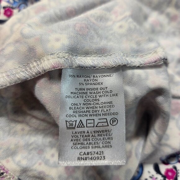 Loft Medium Pink Blue Floral V Neck Ruffle Sleeveless Knee Length Summer Dress - Picture 9 of 9